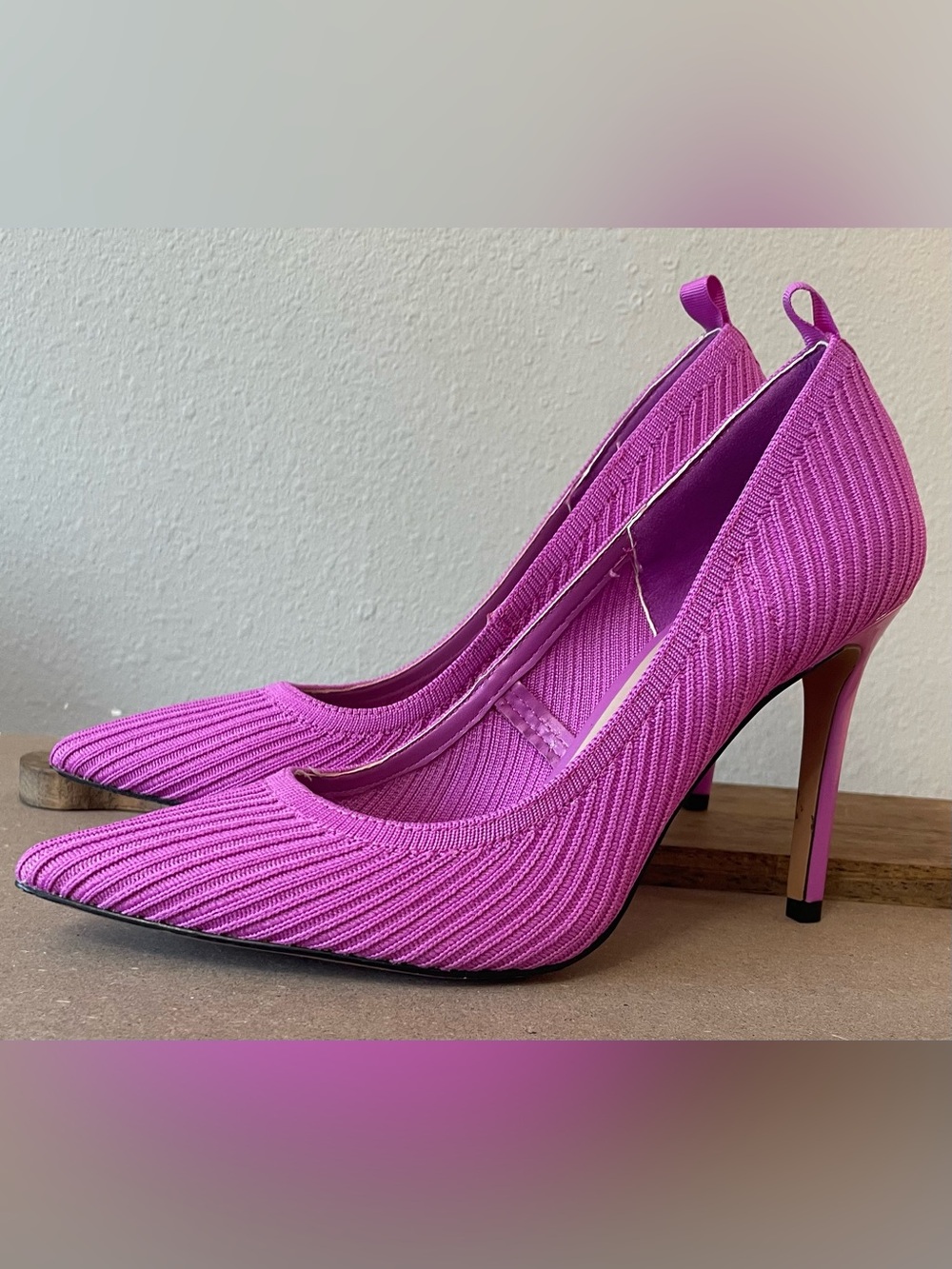 Mix No. 6 Purple Fuchsia Stretch Knit Pointed-Toe Stiletto Pumps Sz 8.5 - Picture 2 of 5